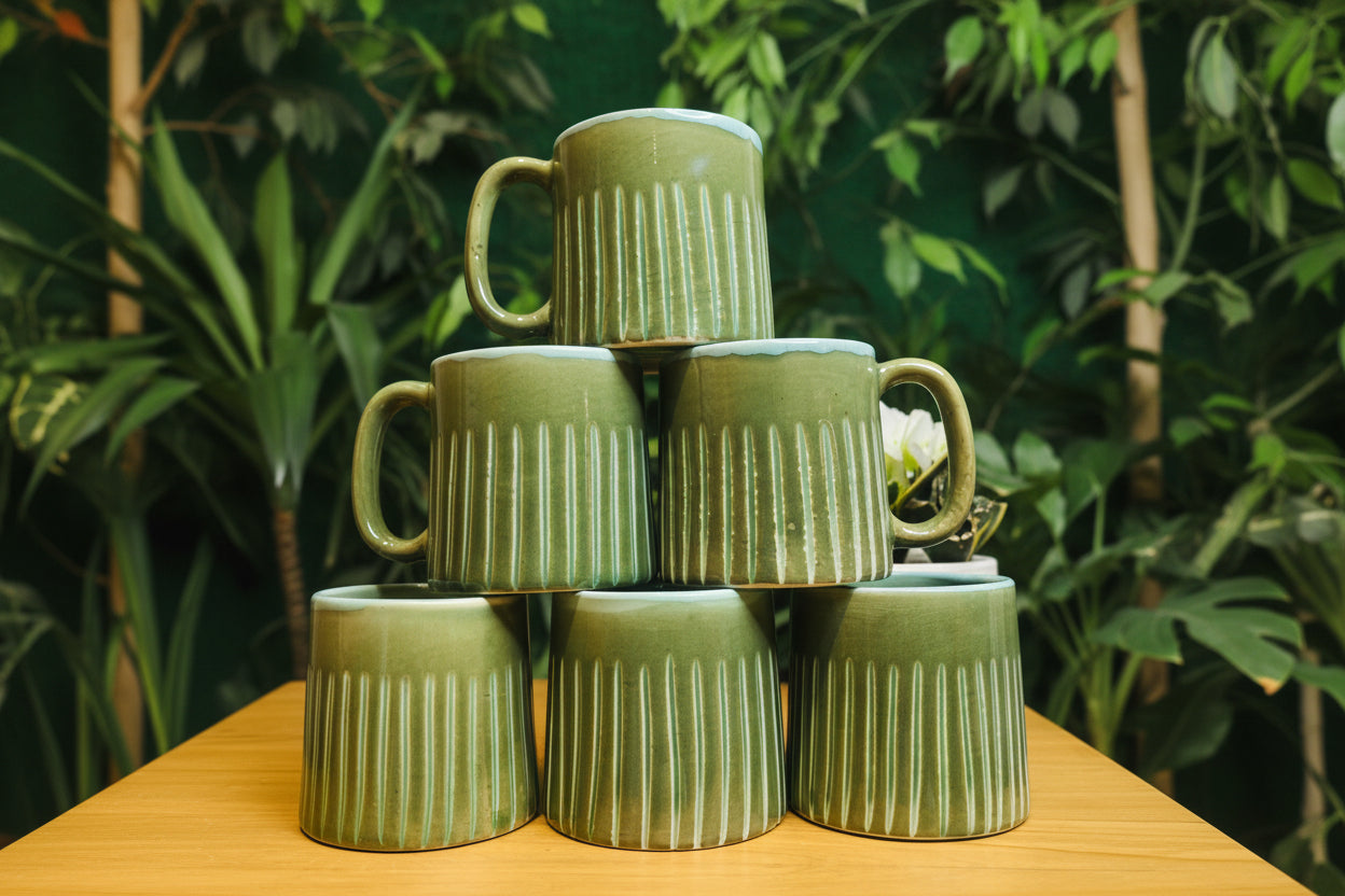 Green cutting mugs
