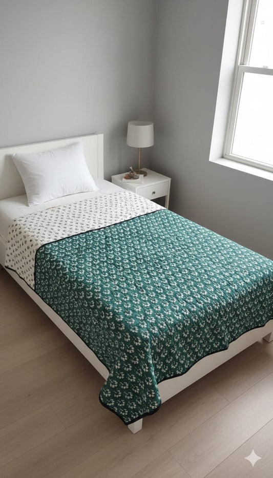 Hand Block Print Ac Quilt single bed