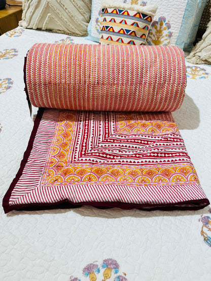 Hand Block Print Ac Quilt double bed
