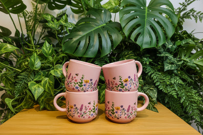 Pink floral mug