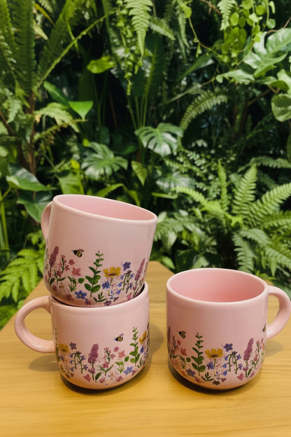 Pink floral mug