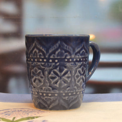 Moroccan Ceramic Coffee Mugs- Indigo