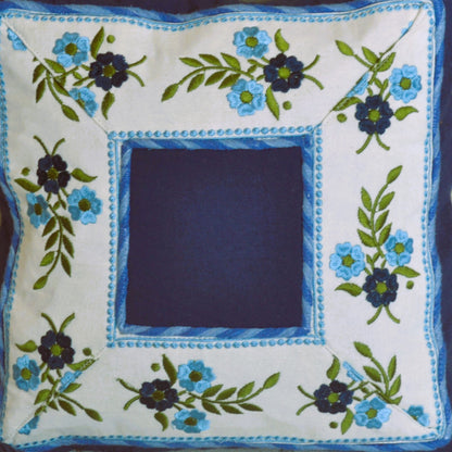 Sea Embroidery Cushion Cover- Navy Blue