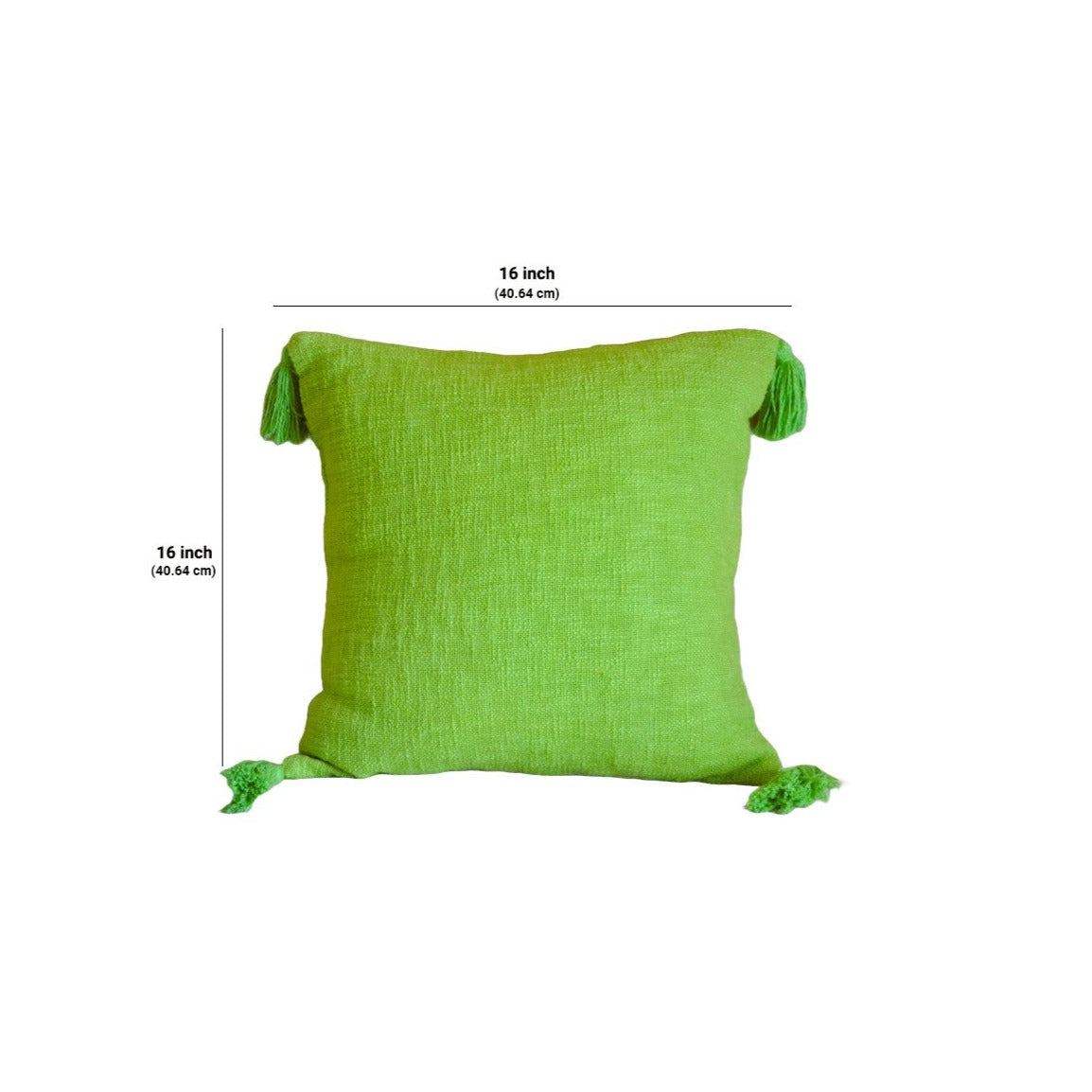 Slub Cotton Solid Green  Cushion Cover