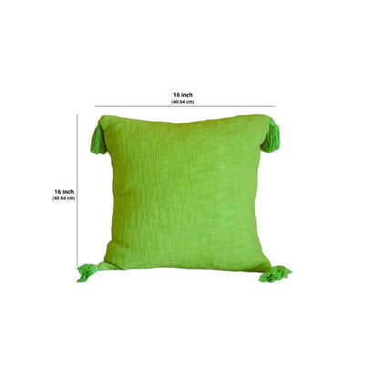 Slub Cotton Solid Green  Cushion Cover