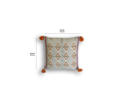 Abstract Blockprinted Tufted Cushion Cover