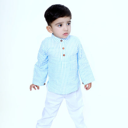 Blue Stripes Kurta Pyjama