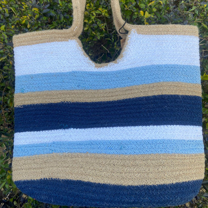Jute Bag Blue Stripes